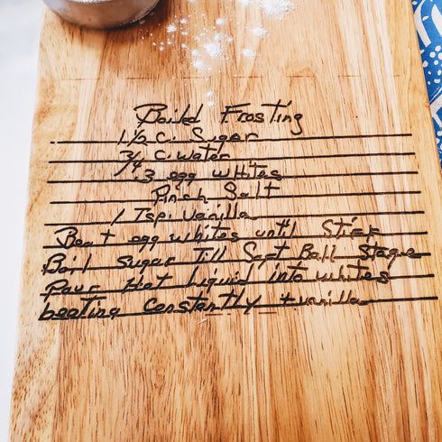 Custom Handwritten Recipe Charcuterie Wood Cutting Board